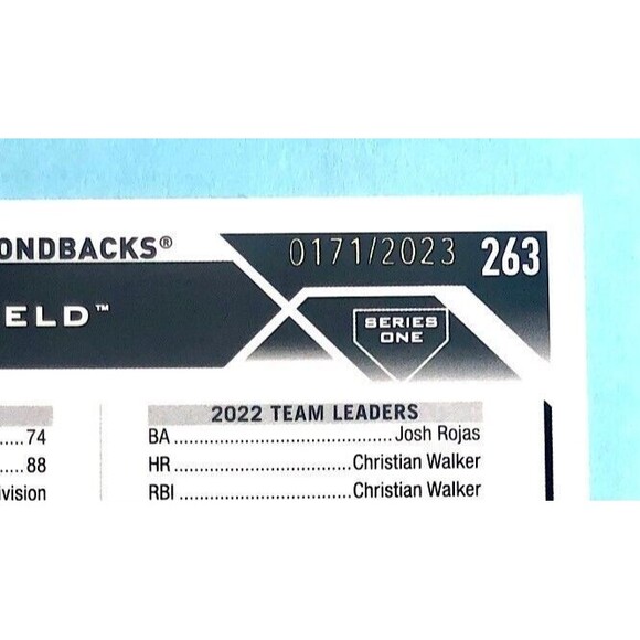 ARIZONA D-Backs  2023Topps Gold Parallel,Team Card #263 Serial #0171/2023 - Picture 3 of 3